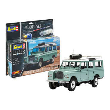 KIT PARA MONTAR REVELL MODEL SET STATION WAGON LAND ROVER SERIES III LWB 1/24 184 PEÇAS COMPLETO COM TINTAS COLA E PINCEL REV 67047